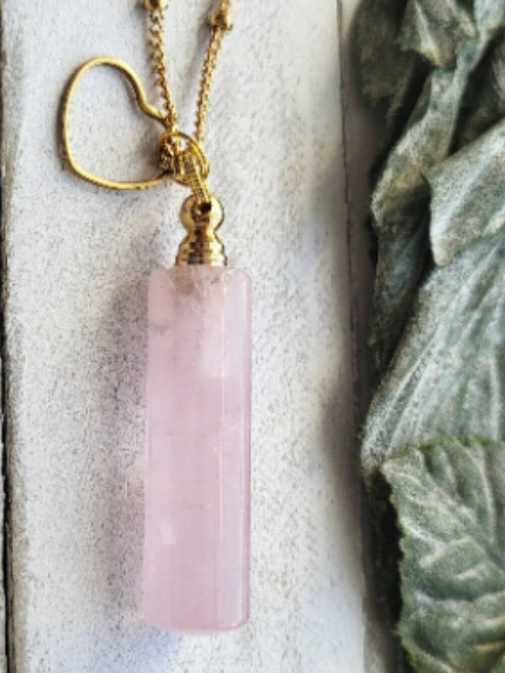 Rose Quartz Crystal Necklace Heart Pendant